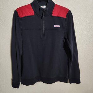 Vineyard Vines Pullover Mens Juniors Large Navy Red Shep Shirt Quarter Zip